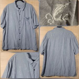 Tommy Bahama Size 2XL Color Grey Silk 100% Floral Short Sleeve Hawaiian